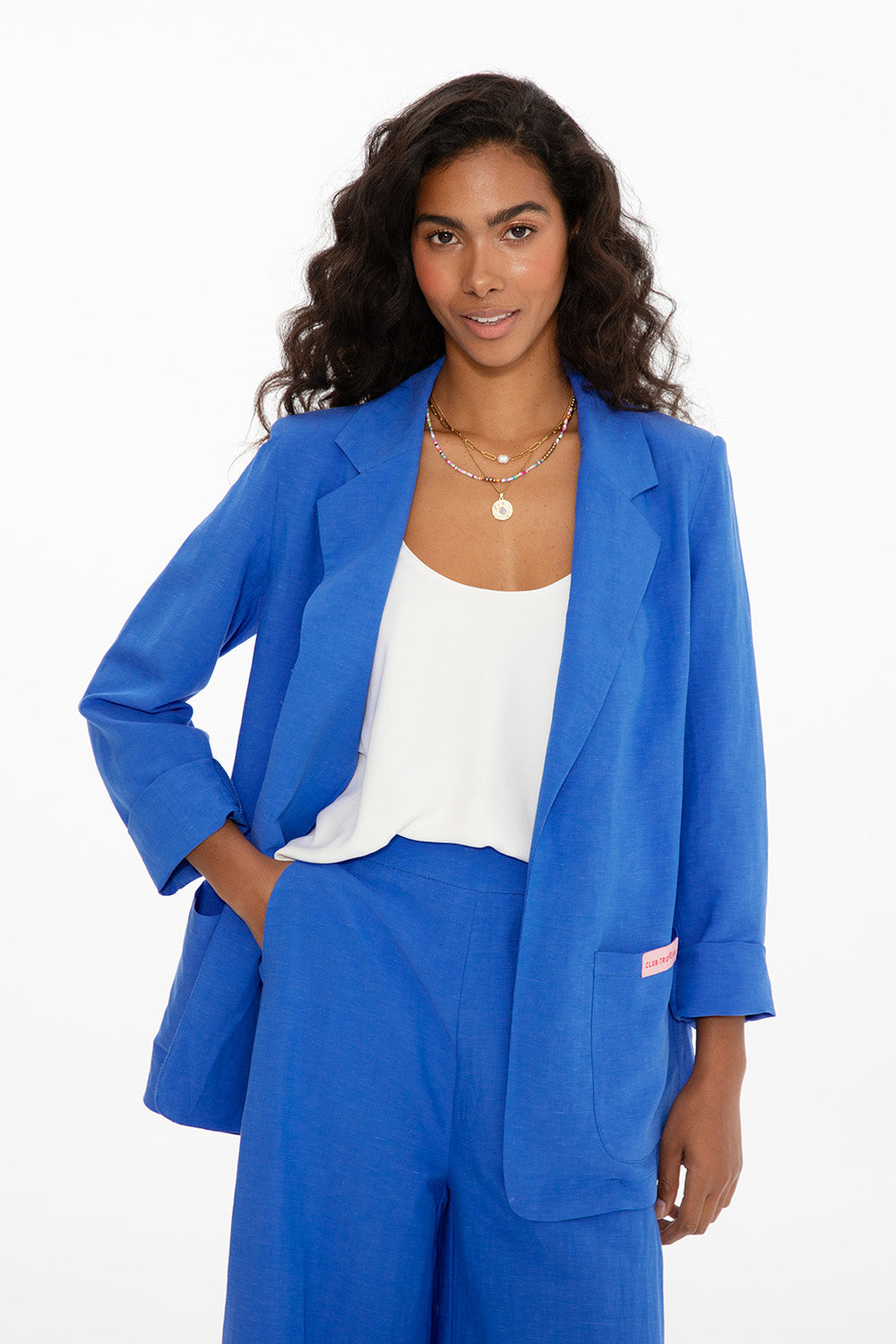 Marynarka z lnem Blue Margarita