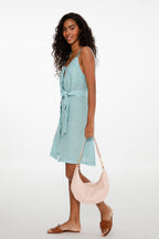 Lniana sukienka mini Blue Siesta