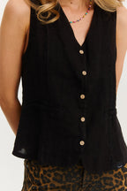 Kamizelka lniana Black Lotus