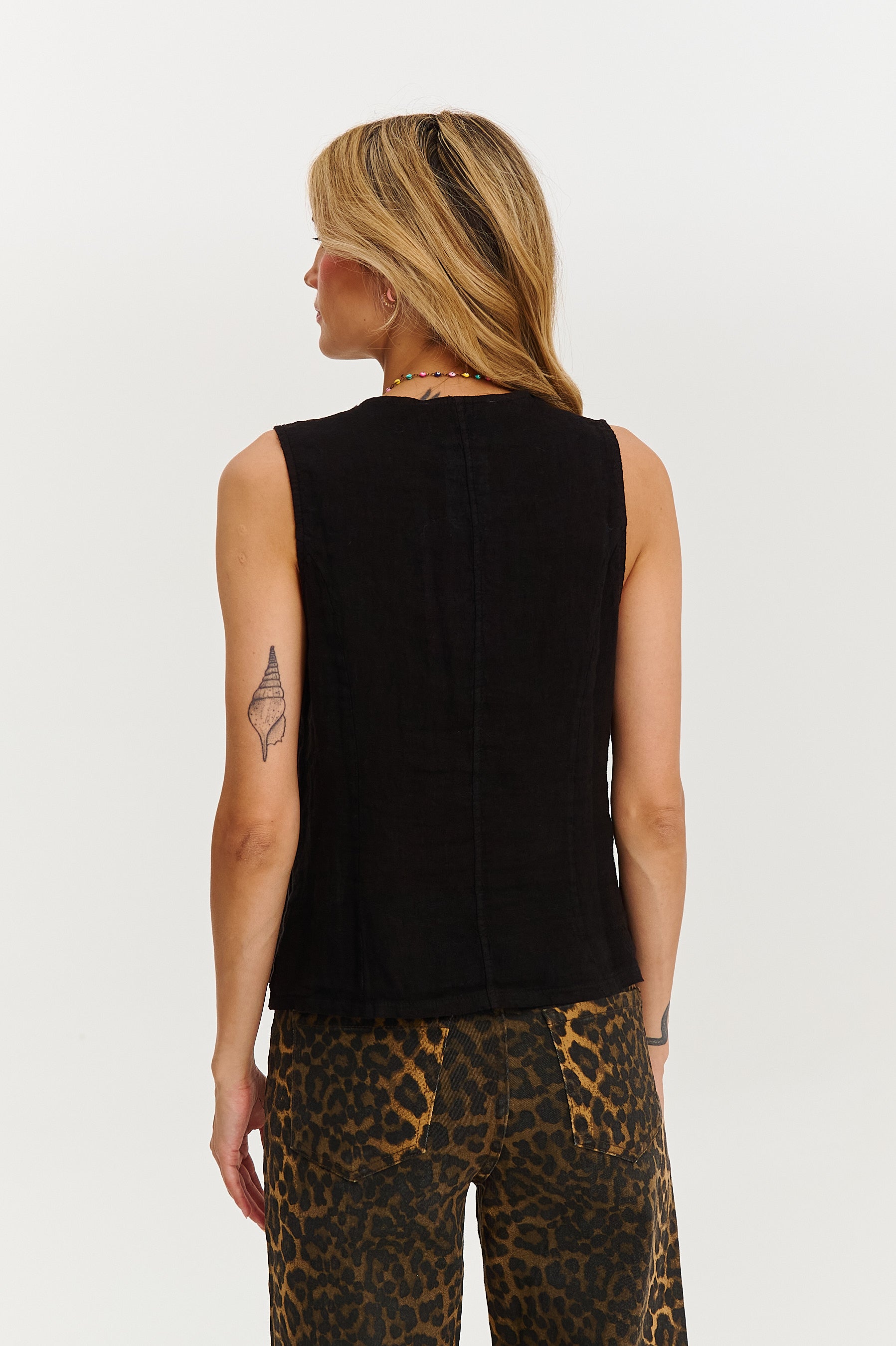 Kamizelka lniana Black Lotus