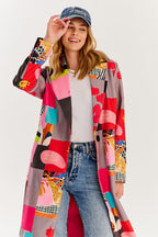 naoko kolorowy płaszcz patchworkowy oversize
